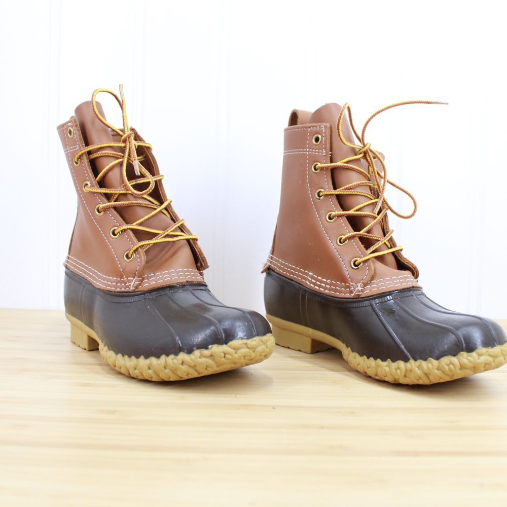 LL BEAN Ankle 8 Inch Lace-up Unlined Leather Duck Boots Size 6 W - Picture 3 of 10